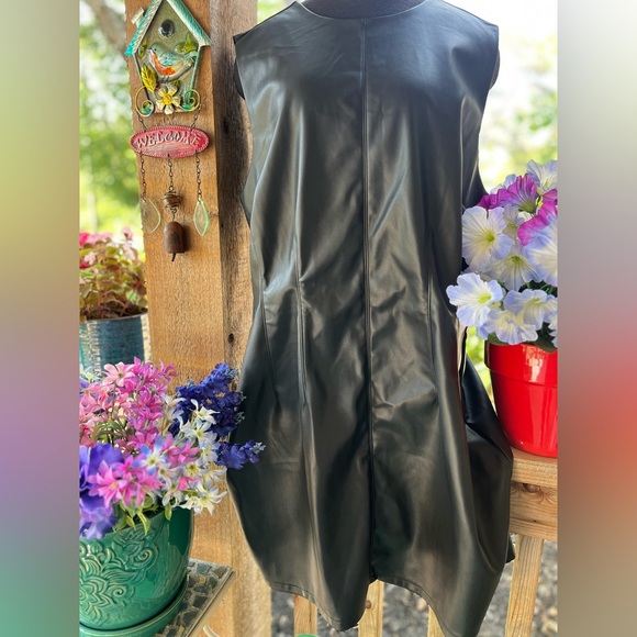 Abercrombie & Fitch Dresses & Skirts - Abercrombie & Fitch Black Faux Leather Sleeveless Back Zipper Sheath Dress XLT